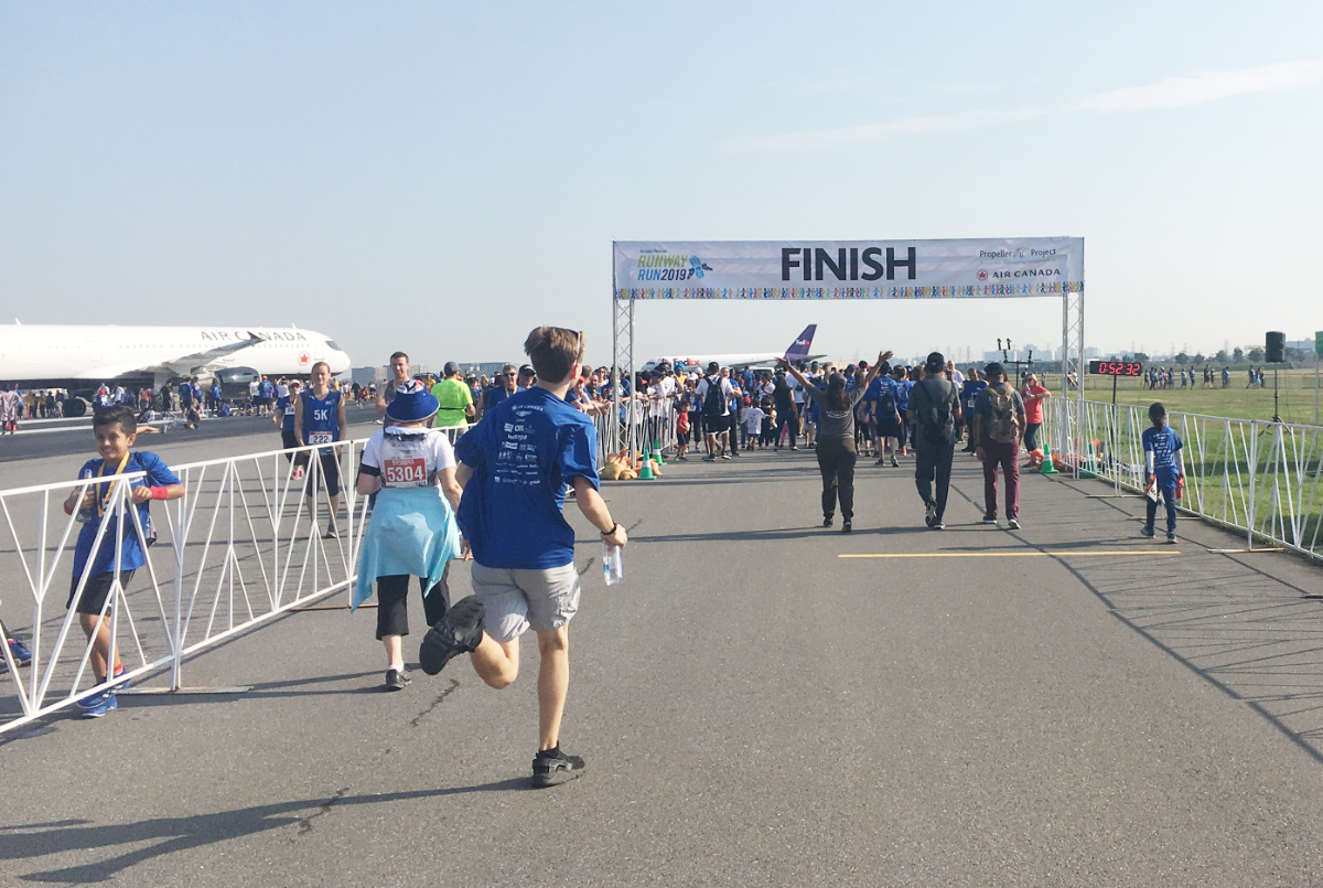 participants running or walking during a charity event