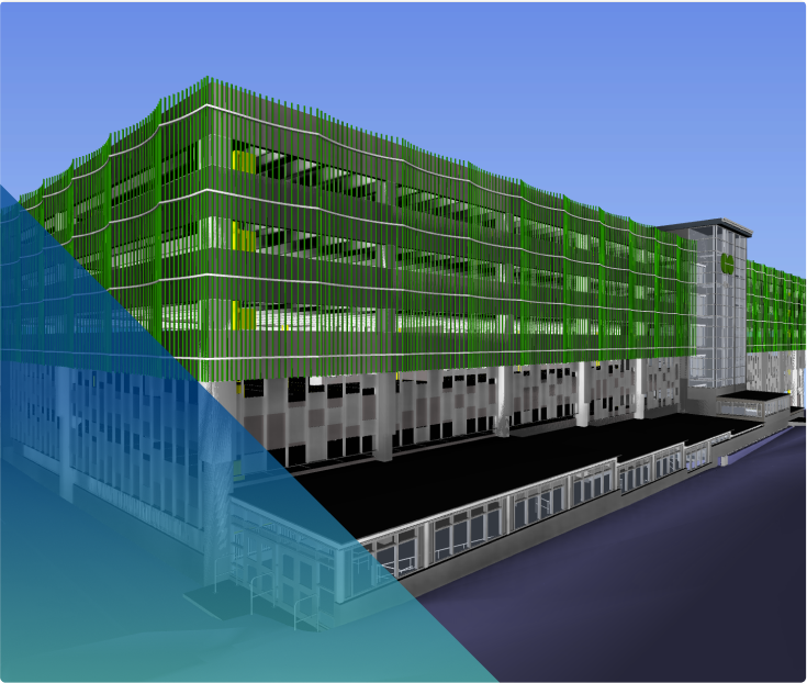 CAD drawing of a commercial building